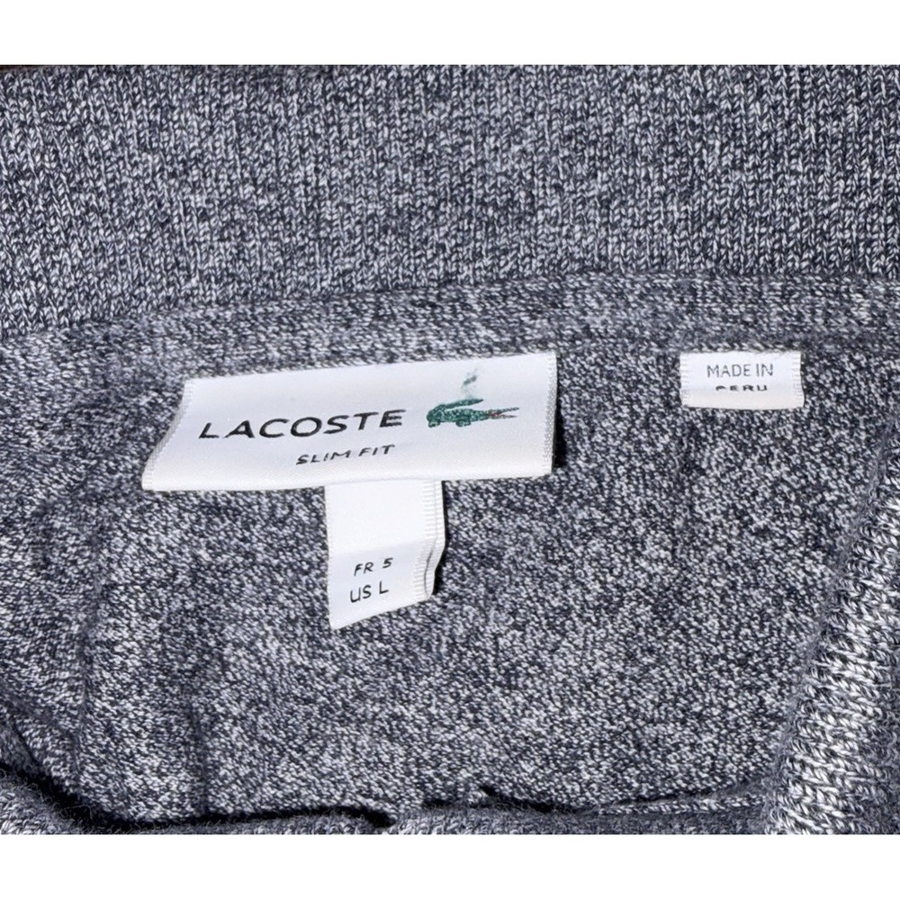 Lacoste Crocodile Polo Shirt FR 5 US Large Slim Gray Cotton Piqué Classic Y2K - Picture 6 of 8
